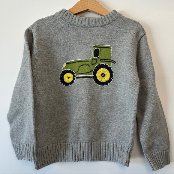 Gymboree Classic Tractor Gray Knit Cotton‎ Crewneck Sweater Boys 5 - Picture 1 of 7